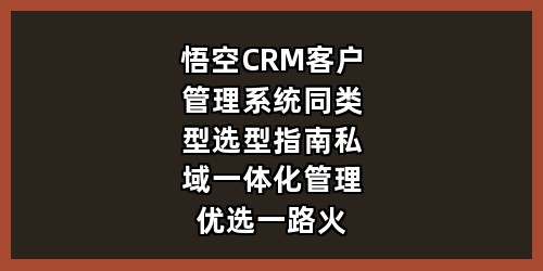 悟空 CRM 客户管理系统同类型选型指南，私域一体化管理优选一路火系统